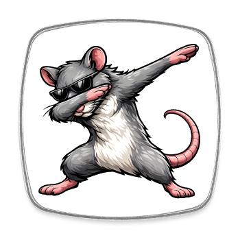 Dabbing Ratte - Viereckiger Kühlschrankmagnet - Weiß - Vorne