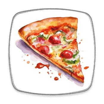 Pizza Aquarell Slice - Viereckiger Kühlschrankmagnet - Weiß - Vorne