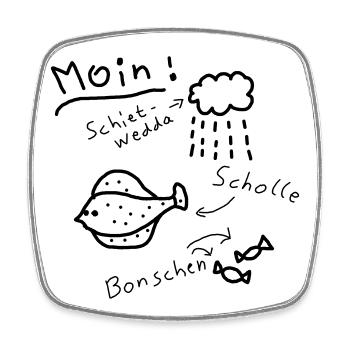 moin norddeutsch typisch plattdeutsch - Viereckiger Kühlschrankmagnet - Weiß - Vorne