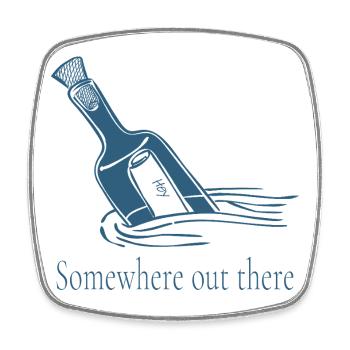 Somewhere Out There Bottle Message Design - Square fridge magnet - white - Front