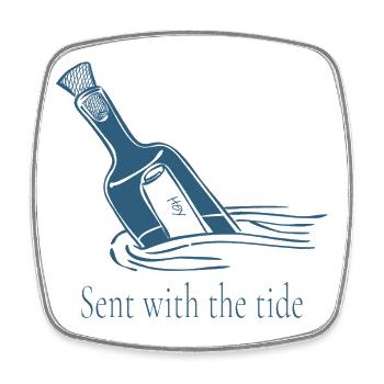 Sent With The Tide Ocean Bottle Design - Square fridge magnet - white - Front