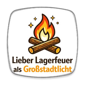 Lagerfeuer gegen Großstadtlicht - Viereckiger Kühlschrankmagnet - Weiß - Vorne