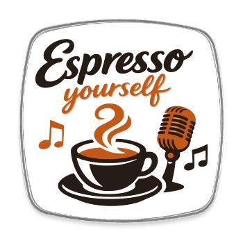 Espresso yourself – Kaffee Musik Design - Viereckiger Kühlschrankmagnet - Weiß - Vorne
