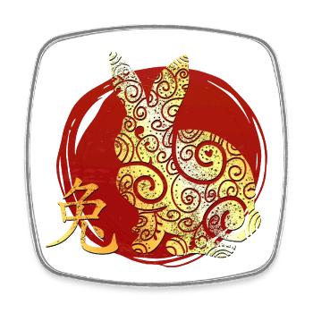Rabbit Chinese Zodiac Horoscope - Square fridge magnet - white - Front