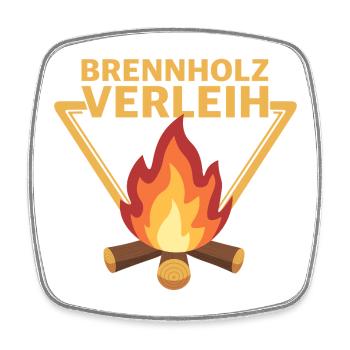 Brennholz Verleih Logo Flamme Sarkasmus - Viereckiger Kühlschrankmagnet - Weiß - Vorne