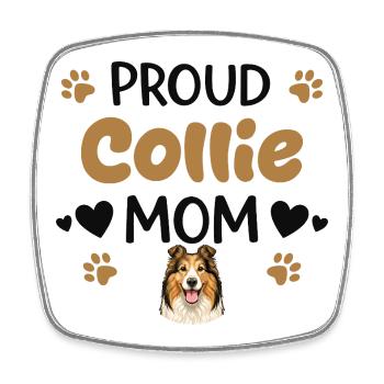 Stolze Collie Mutter, Collie - Viereckiger Kühlschrankmagnet - Weiß - Vorne