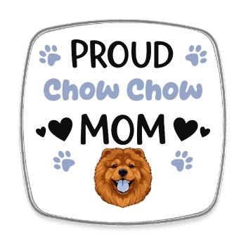 Stolze Chow Mutter, Chow-chow - Viereckiger Kühlschrankmagnet - Weiß - Vorne