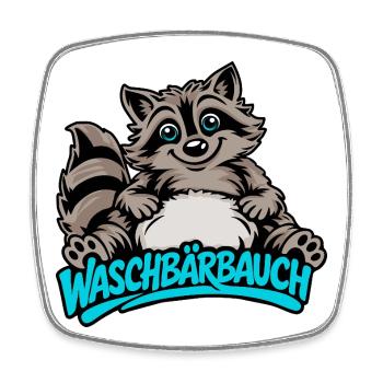 Süßer Waschbär Bauch Cartoon Tier Motiv - Viereckiger Kühlschrankmagnet - Weiß - Vorne