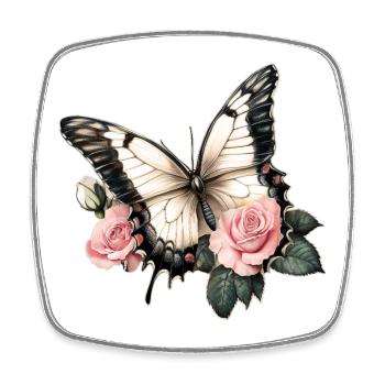 Vintage papillon - Magnet carré - blanc - Devant