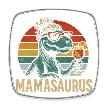 Mamasaurus Mama Mutter Geschenkidee Humor Lustig - Viereckiger Kühlschrankmagnet - Weiß - Vorne