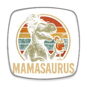 Mamasaurus Mama Mutter Geschenkidee Humor Lustig - Viereckiger Kühlschrankmagnet - Weiß - Vorne