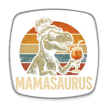 Mamasaurus Mama Mutter Geschenkidee Humor Lustig - Viereckiger Kühlschrankmagnet - Weiß - Vorne
