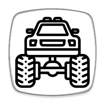 Monstertruck - Viereckiger Kühlschrankmagnet - Weiß - Vorne