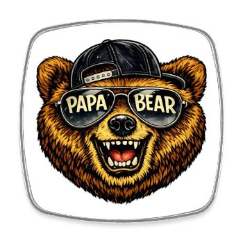 Papa Bear Sonnenbrillen-Mützen-Design - Viereckiger Kühlschrankmagnet - Weiß - Vorne