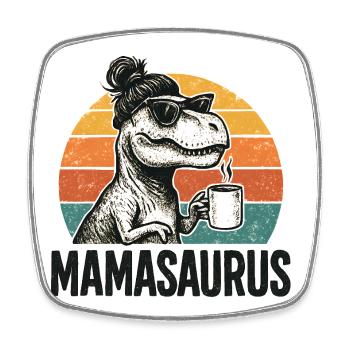 Mamasaurus Mama Mutter Geschenkidee Humor Lustig - Viereckiger Kühlschrankmagnet - Weiß - Vorne