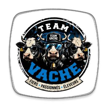 Team vache humour éleveur design vaches stylées - Magnet carré - blanc - Devant
