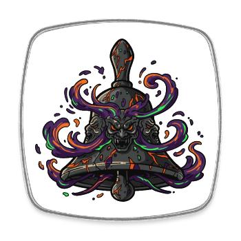 Skull Bell Neon - Square fridge magnet - white - Front