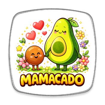Mamacado Avocado - Lustiges Mama Kawaii Design - Viereckiger Kühlschrankmagnet - Weiß - Vorne
