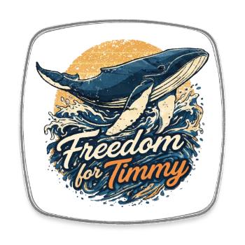 Freedom for Timmy - Whale vintage sundowner - Square fridge magnet - white - Front