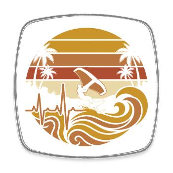 Sonnenuntergang Surfing Palmen - Viereckiger Kühlschrankmagnet - Weiß - Vorne