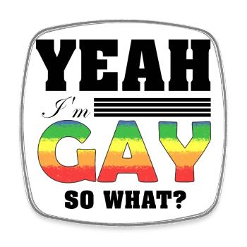 Yeah I'm Gay So What Funny Pride Rainbow Art - Viereckiger Kühlschrankmagnet - Weiß - Vorne