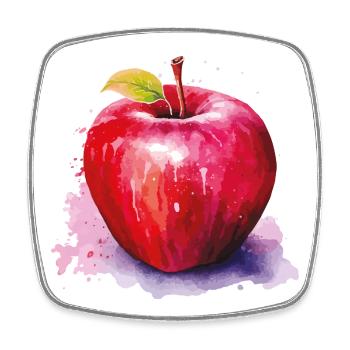 Aquarell Apfel im Farbspritzer - Viereckiger Kühlschrankmagnet - Weiß - Vorne