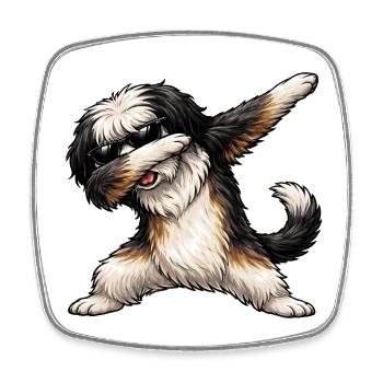 Dabbing Tibet Terrier - Viereckiger Kühlschrankmagnet - Weiß - Vorne