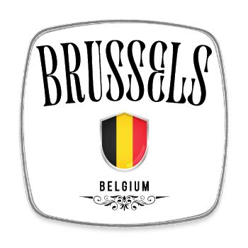 Souvenir Brussels, elegant design Brussels - Square fridge magnet - white - Front