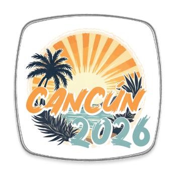 Cancun 2026 - Viereckiger Kühlschrankmagnet - Weiß - Vorne