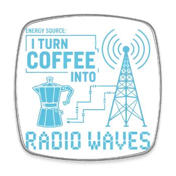 Verwandle Kaffee in Radiowellen - Viereckiger Kühlschrankmagnet - Weiß - Vorne