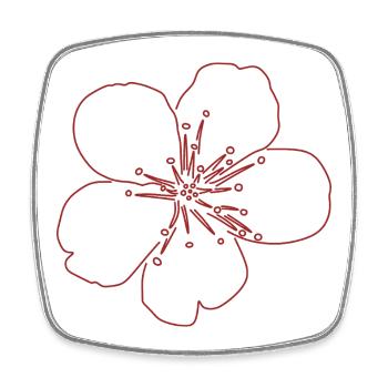 Cherry Blossom Flower Sketch - Square fridge magnet - white - Front