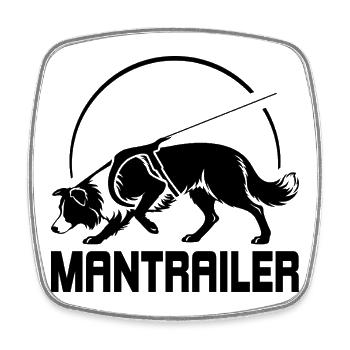Chien de recherche BORDER Collie MANTRAILER - Magnet carré - blanc - Devant