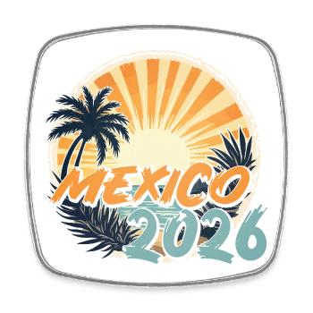 Mexiko 2026 - Viereckiger Kühlschrankmagnet - Weiß - Vorne