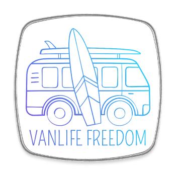 Vanlife_Freedom - Viereckiger Kühlschrankmagnet - Weiß - Vorne