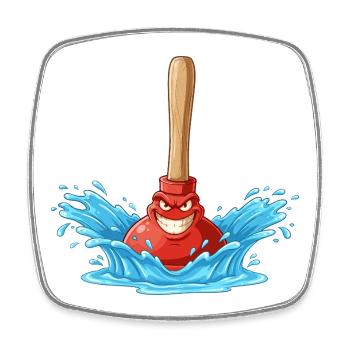Water Anger Pungle with Wooden Stick - Square fridge magnet - white - Front