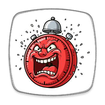 Wütende Alarmuhr Cartoon - Viereckiger Kühlschrankmagnet - Weiß - Vorne