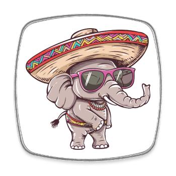 Sombrero comique drôle d’éléphant - Magnet carré - blanc - Devant