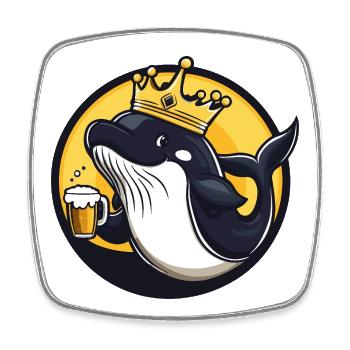 Bière baleine drôle - Magnet carré - blanc - Devant