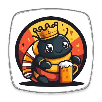 Worm Beer Funny - Square fridge magnet - white - Front