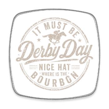 DerbyDay Vintage Stempel-Design - Viereckiger Kühlschrankmagnet - Weiß - Vorne