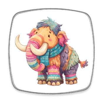 Buntmammut mit Schal - Viereckiger Kühlschrankmagnet - Weiß - Vorne