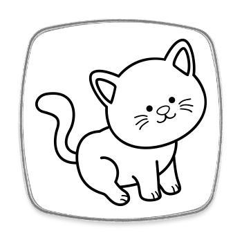 Katze Kater  - Viereckiger Kühlschrankmagnet - Weiß - Vorne