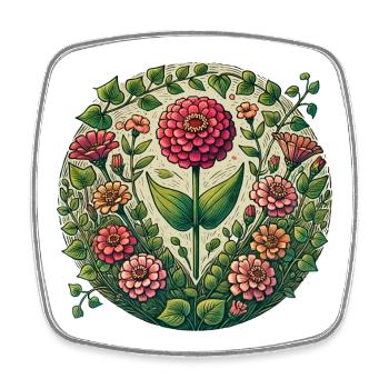 Circular Dahlia Garden - Square fridge magnet - white - Front
