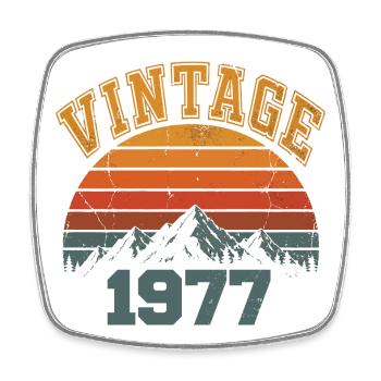 Vintage 1977 Retro Mountain Geburtstag 1977 - Viereckiger Kühlschrankmagnet - Weiß - Vorne