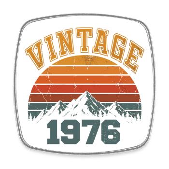 Vintage 1976 Retro Mountain Geburtstag 1976 - Viereckiger Kühlschrankmagnet - Weiß - Vorne