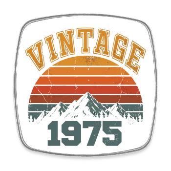 Vintage 1975 Retro Mountain Anniversary 1975 - Square fridge magnet - white - Front