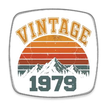 Vintage 1979 Retro Mountain Jubiläum 1979 - Viereckiger Kühlschrankmagnet - Weiß - Vorne