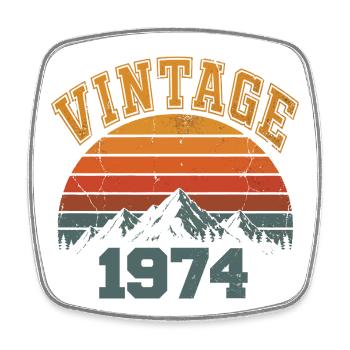 Vintage 1974 Retro Mountain Geburtstag 1974 - Viereckiger Kühlschrankmagnet - Weiß - Vorne