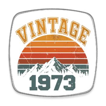 Vintage 1973 Retro Mountain Geburtstag 1973 - Viereckiger Kühlschrankmagnet - Weiß - Vorne
