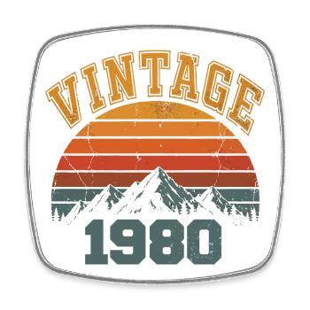 Vintage 1980's Birthday Mountain Retro 1980's - Square fridge magnet - white - Front
